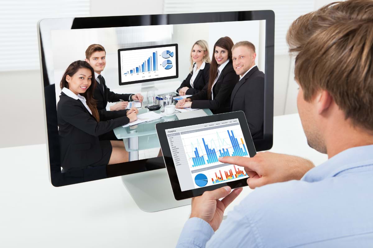 Business People Holding a Video Conference Meeting