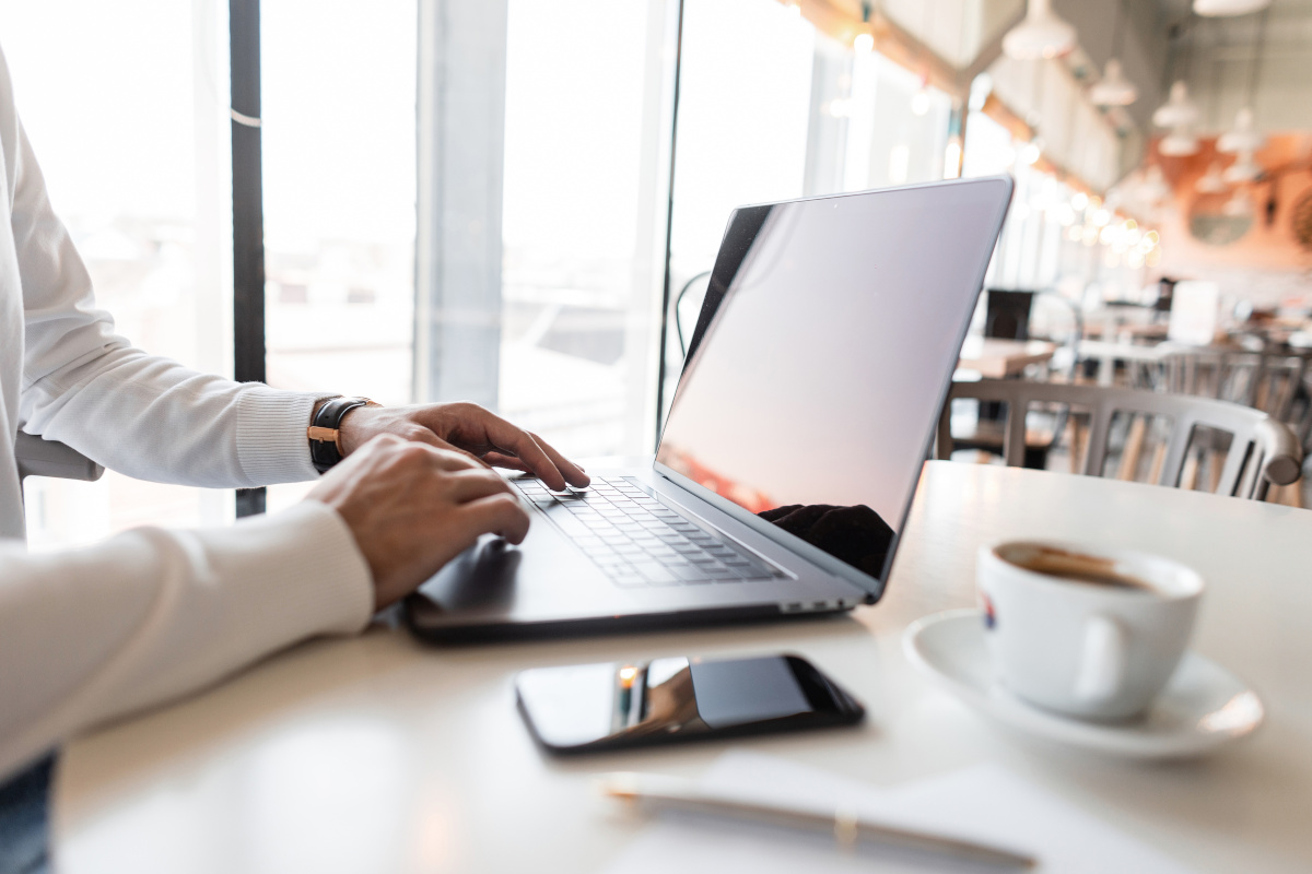 A person working on a laptop